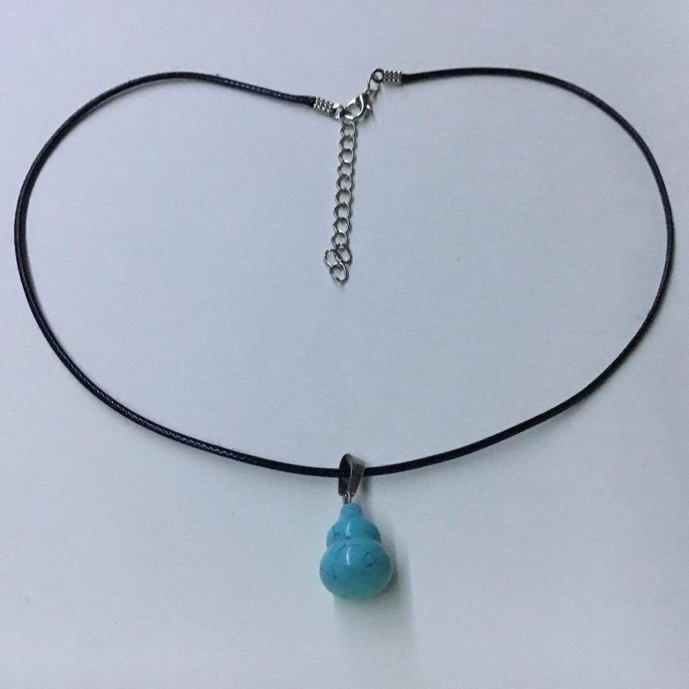 Chic Blue Pendant Necklace on Black Cord